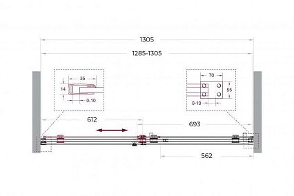 Душевая дверь BelBagno SOFT_CLOSE-2-BF-1-130-C-GM 130x200 прозрачная, оружейная сталь