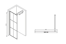 Душевая перегородка Abber Immer Offen AG62100B 100x200, черный