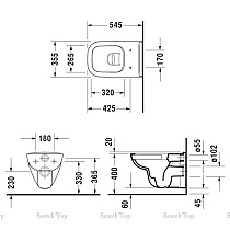 Подвесной унитаз с инсталляцией Duravit D-Code 458.134.DC.2 SET 4 в 1, кнопка хром