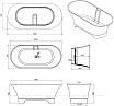 Ванна из искусственного камня Aquanet Bloom Ellipse 165х75 см, TC-S92