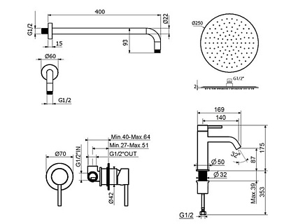 Душевой набор Plumberia IXO KITXO01NO53 черный матовый