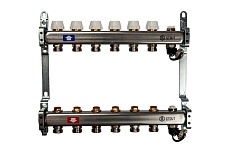 Коллектор из нержавеющей стали без расходомеров, с клапаном выпуска воздуха и сливом STOUT 6 выходов SMS-0932-000006