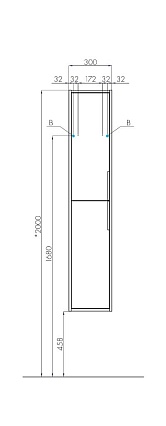 Шкаф пенал Акватон Рико 30 см ясень фабрик 1A216603RIB90