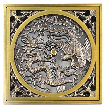 Душевой трап Bronze De Luxe 21986-56 с решеткой &quot;Дракон&quot;, гориз. выход, бронза