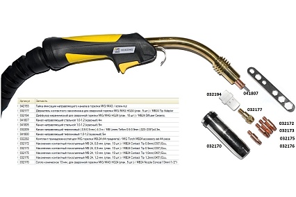Горелка сварочная с газовым охлаждением MIG/MAG HG24-250А-5м Hugong 032169
