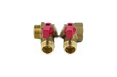 Коллектор Aquasfera латунь, шаровой кран, красный, 3/4&quot;, 3 выхода 1/2 н/р., 35 мм 9026-02 027-8994