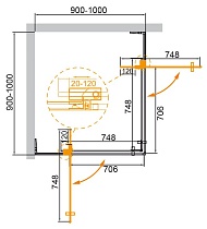 Душевой уголок Cezares SLIDER-A-2-90/100-C-NERO 90/100x90/100 прозрачный, черный