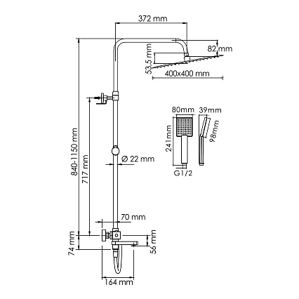 Душевая стойка WasserKRAFT A199.119.141.087.CH Thermo с термостатом, хром