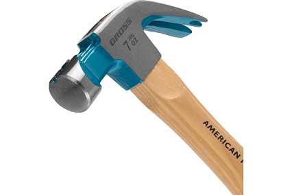 Молоток-гвоздодер Gross American hickory 200г, угол 45, магнит, обрезиненная рукоятка 10414