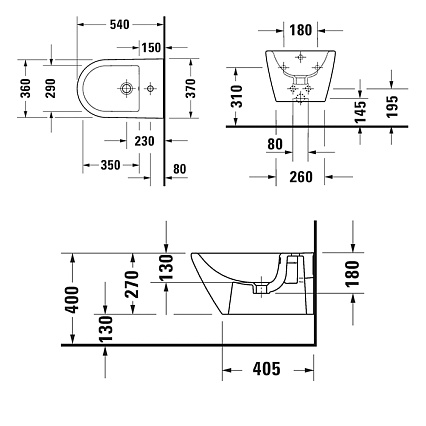 Подвесное биде Duravit D-Neo 229415