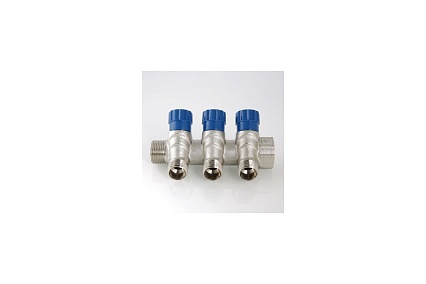 Комплект Valtec _16 VI7 Коллектор с регул. вентилями, 1x3 вых. 1/2 нар. VTc.560.N.0603 + Адаптер д/коллектора /конус-плоскость/ 1/2 VTc.701.N.04 VT.VI7.K16.5600603.701