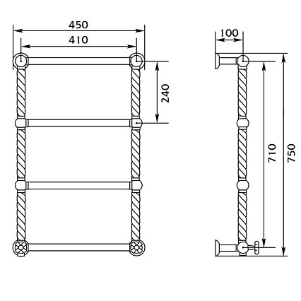 Полотенцесушитель электрический Migliore Edera 75x45 DX ML.EDR-EL.101.DO золото