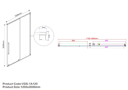 Душевая дверь Vincea Arno VPS-1A120CL 120x200 хром, прозрачное