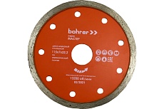 Диск алмазный сплошной по плитке Мастер 115x22.2 мм, мокрый рез Bohrer 39111507