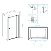 Душевая дверь RGW Passage PA-02B NEW 120x185, прозрачное стекло