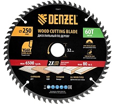Пильный диск по дереву Denzel 250x32 мм, 60 зубьев 733617
