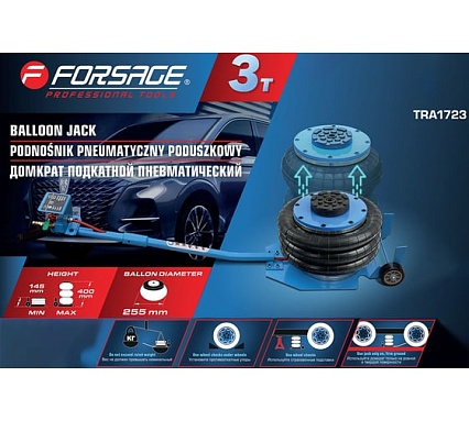 Домкрат подкатной пневматический Forsage 3т F-TRA1723(59246)
