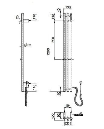 Полотенцесушитель электрический Wonzon&Woghand Kassel WW-AL72312-MB черный матовый
