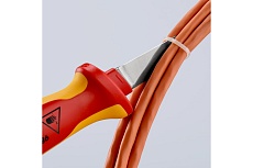 Нож для кабеля Knipex VDE, 190 мм, диэлектрический, 2К ручка, KN-9852SB