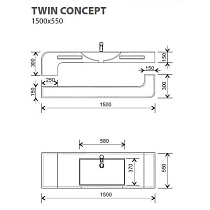 Раковина со столешницей Kolpa-San Twin Concept