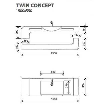 Раковина со столешницей Kolpa-San Twin Concept