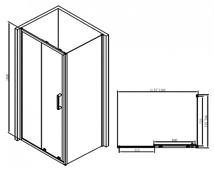 Душевой уголок Abber Schwarzer Diamant 120x80 прямоугольный, черный