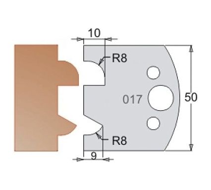 Нож мультисистема HSS фристайл R8;8 50x20x4 мм Dimar 3301750