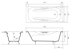 Чугунная ванна Aquatek Гамма 170x75 AQ8070FH-00 с ручками