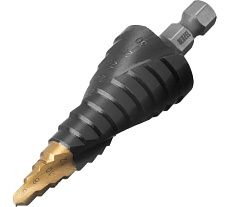 Сверло ступенчатое Denzel 6-8-10-12-14-16-18-20-22-24-26-28-30 мм, Р6М5, 6-гр. хвостовик 723604