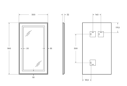Зеркало BelBagno SPC-KRAFT-500-900-SENS-NERO 50x90 см сенсорный выключатель, черный