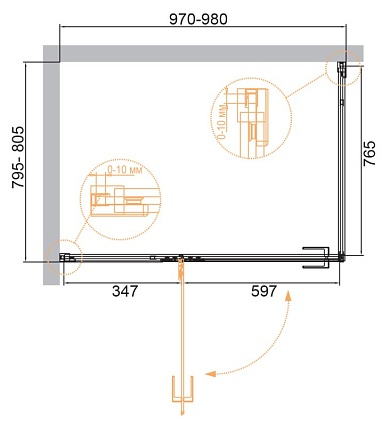 Душевой уголок Cezares Bellagio 100x80 BELLAGIO-AH-1-100/80-C-BORO прозрачный, брашированное золото