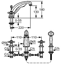 Смеситель для ванны Kludi Adlon 515240520 с душем