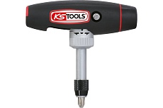 Отвертка для бит KS Tools с ручкой-трансформером, 1/4", в комплекте с 5 битами 911.2475
