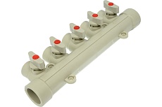 Коллектор с шаровыми кранами Lammin ppr вр 32x1/2x5 7/1 серый Lm31082515032G