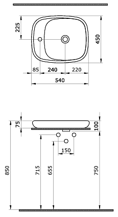 Раковина Ambassador Diamond 126T21101 54 см красный глянцевый