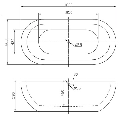 Акриловая ванна BelBagno BB13-1800 180x86 см