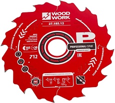 Диск пильный Профессионал 185x1.8/1.2x30 мм, Z=12, A=20° WOODWORK 27.185.12