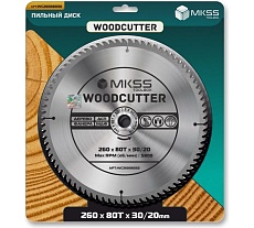 Диск пильный по дереву MKSS Toolbox Woodcutter WC2600 260x80Тх30/20 мм WC26008030
