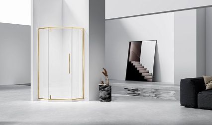 Душевой уголок Vincea Слим-Н (Slim-N VSP-4SN100CLG 100x100 брашированное золото, прозрачный