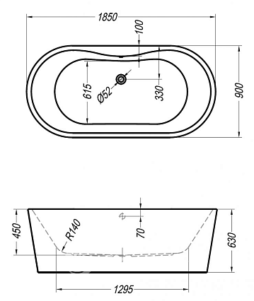 Акриловая ванна Kolpa-San Comodo BASIS 185x90