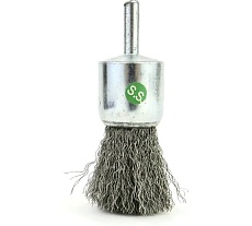 Щетка концевая EuroBrush 25 мм c хвостовиком 6 мм, ворс гофр нерж сталь 0.20 мм, до 18000 об/мин (код 13-086) EB-E25SS2