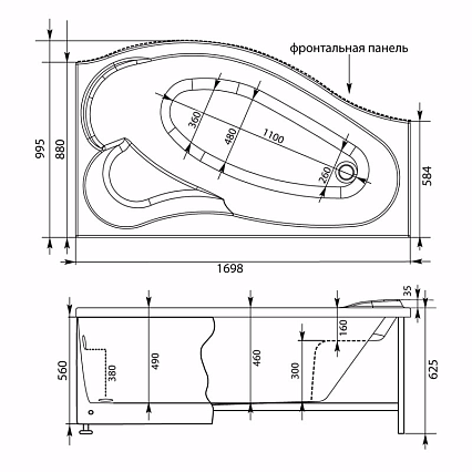 Акриловая ванна Aquanet Palma 170x100 L/R
