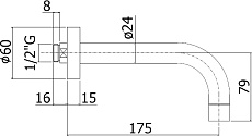 Излив для ванны Paffoni Light ZBOC041CR 17.5 см, хром