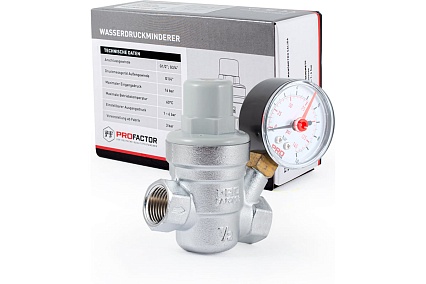 Редуктор давления PROFACTOR мембранный, с манометром, 1/2" PF PRV 253G