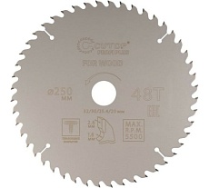 Диск пильный с тефлоновым покрытием по дереву Profi plus 250x1.8/2.6x32/30/25.4/20 мм, 48Т CUTOP 75-25048Т