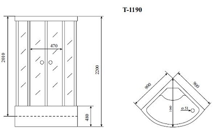 Душевая кабина Timo Standart T-6690 Silver 90x90, четверть круга, хром