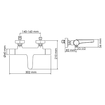 Смеситель для ванны WasserKRAFT Elbe 7411 Thermo черный матовый