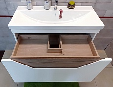 Мебель для ванной Бриклаер Брайтон 100 см белый матовый/дуб кера