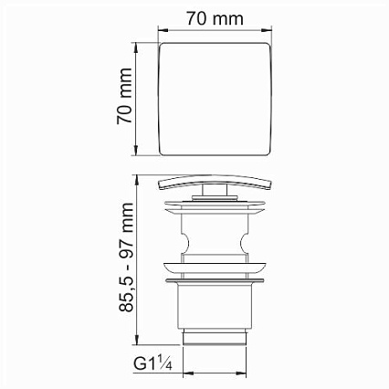 Донный клапан WasserKRAFT Glan A166 с переливом, черный глянец