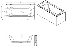 Акриловая ванна Riho Linares Plug&Play 160x70 L с монолитной панелью